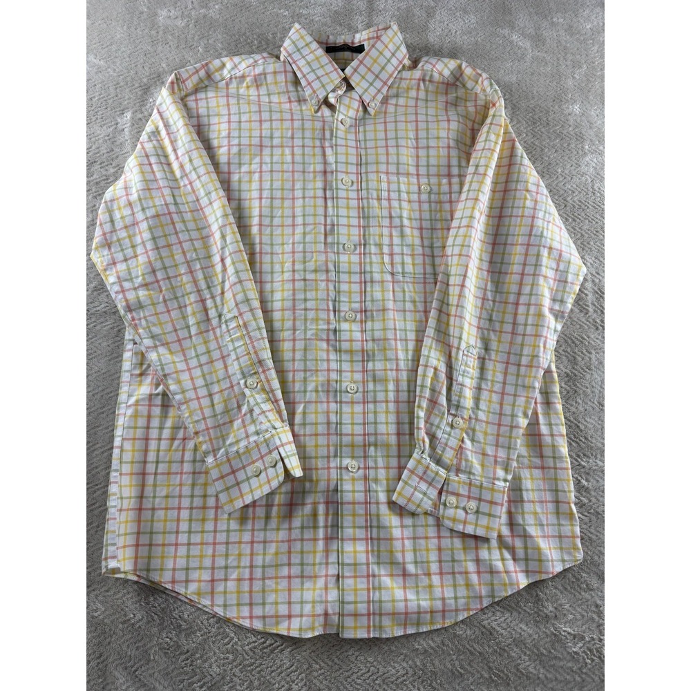 Orvis Mens M White Tattersall Check Cotton Pocket Long Sleeve Preppy - Picture 2 of 8